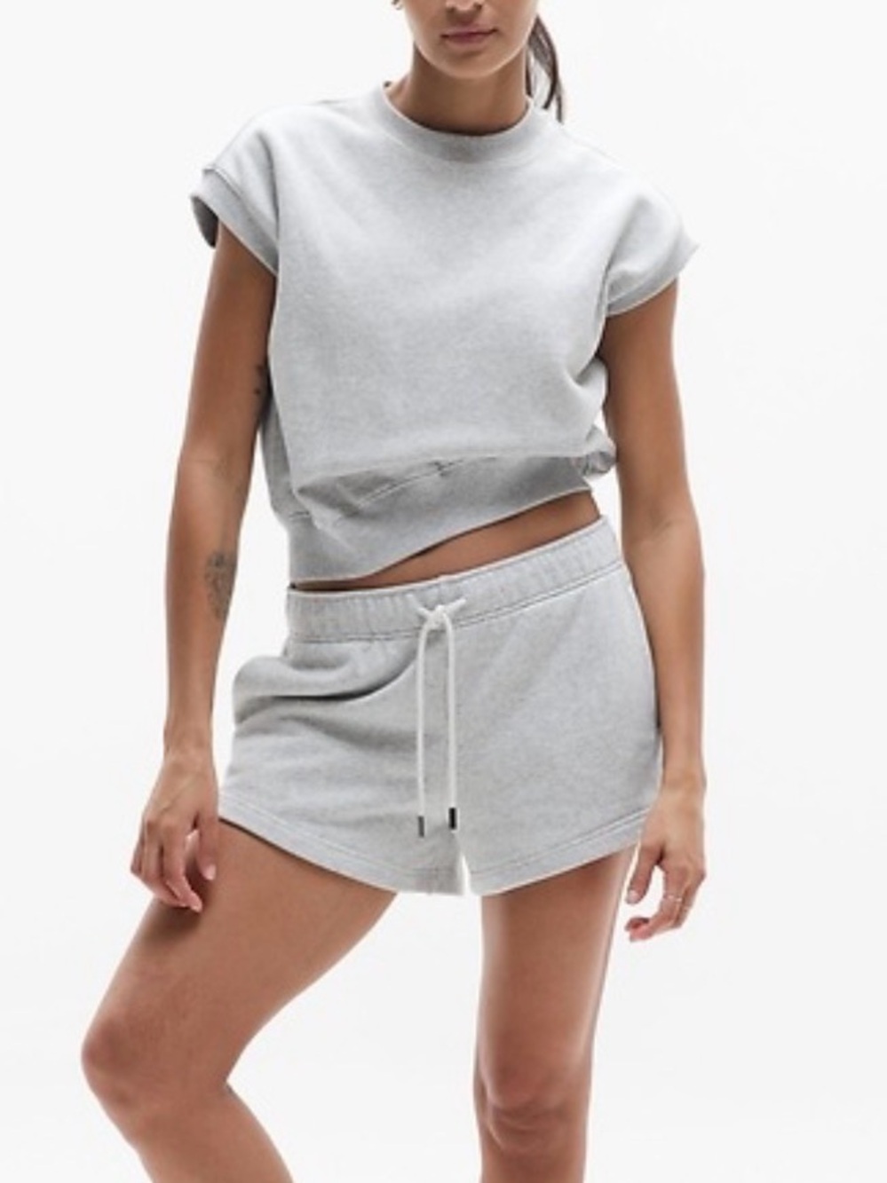 Athleta Heavyweight Terry Dolman Tee Grey Size Small